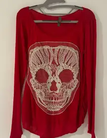 Long sleeve red skull shirt