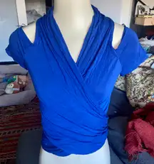 Royal Blue Cold-shoulder Crossbody Top, Sz S