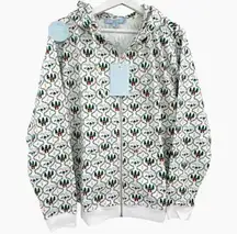 Hill House The All-Gender Teddy Zip-Up Hoodie in White Ski Chalet NWT Large