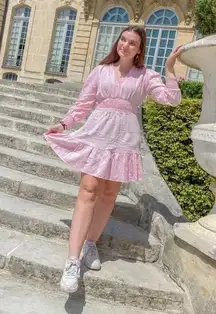 Pink long sleeve sun dress