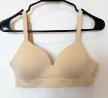 Truekind Womens Daily Comfort Wireless Bra Size Medium Chai Beige EUC