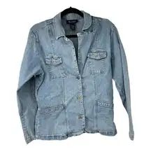 Denim & Co Light Wash Button Up Lightweight Jacket Sz Small Women’s