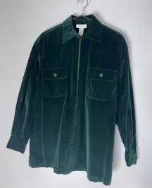 jones New York Sport Green‎ Cotton Velvet Full Zip Collar Top Jacket Small