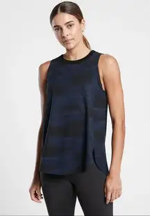 Athleta NWT Zephyr Print Tank Top Crew‎ Neck Blurred Camo Blue Black XS