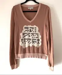 {S} Wildfox music notes baggy beach jumper sweater