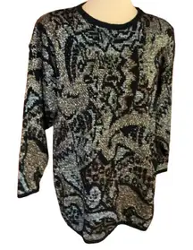 Vtg 80s sparkly geometric oversized sweater