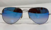 Ray-Ban Aviator Blue Flash L XL Sunglasses 58mm Silver Frame Yellow Tint Lens