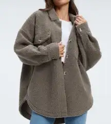 GOOD AMERICAN | Contour Faux Shearling Jacket Brown Putty Oversized |