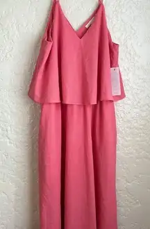 NWT Cooper & Ella Empower Pink Layered Midi sleeveless‎ Dress size Small
