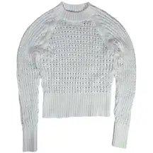 J. Crew Pointelle Crewneck Sweater in White S BZ498