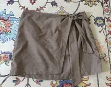 Rachel Zoe Brown Plaid Crossover Tie Waist Mini Wrap Style Skirt Fall Size 14