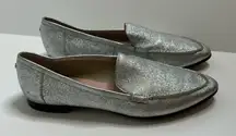 Kate spade carima silver metallic sparkle loafers sz 6