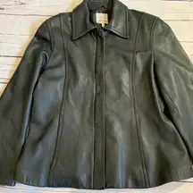 Anne Klein size L Large 100% leather black jacket