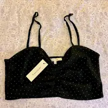 Cute black with white polka dots bralette sz M, NWT