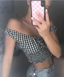 Brandy Melville Checkered Off The Shoulder