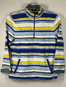 B9 - T By Talbots Cuff Sleeve Striped 1/4 Zip Sweatshirt Size Medium Petite