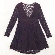 Kimchi Blue Maroon Red Lace Long Sleeve Fit And Flare Empire Waist Dress Size 0