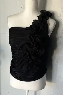 Entry Black One-Shoulder Blouse