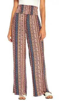 WOMENS THREE DOTS PRINTED WIDE LEG PULL ON PANT size Large