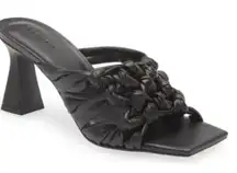 Open Edit Heels Womens 8 Black Quinn Knotted Strappy Open‎ Square Toe