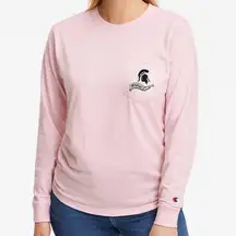 Champion Michigan State Spartans Long Sleeve T Shirt Pink Womens Medium‎ College