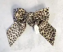 J. Crew Satin Scrunchie with Bow in Sand Leopard Print NEW