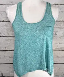 FULL TILT Crochet Trim Tank Top Heather Teal Green-Small