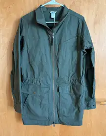 Duluth Trading Co Utility Jacket Olive Green Full Zip Snap Pockets Size S