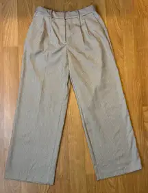 Nine West Wide Leg Houndstooth Trousers Brown Plaid Pants with SparkleSZ Medium