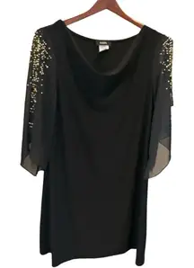 MSK cowl neck drapey‎ flowy beaded studded dress