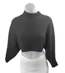 Aritzia Wilfred Free Black Long Dolman Sleeve Mock Neck Crop Sweater Top Size S