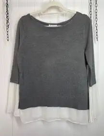 NWT Vila Milano Gray Layered Sweater Top Career Classic Pullover Womens Size S