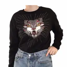 Aeropostale Embroidered Beaded Cat Graphic Sweatshirt - M