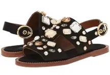 women’s jeweled satin flat sandal size IT 37.5 US 7.5