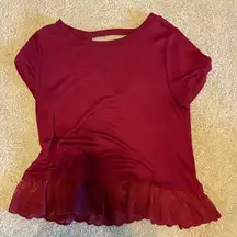 Red dressy shirt with lace