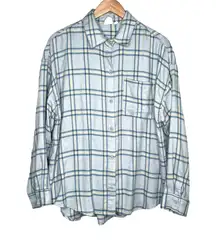 White Crow bke blue plaid shirt jacket shacket size XL