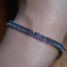 Purple Simulated Diamond Tennis Rosetone Brass Bracelet