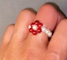 Handmade Glass Bead Daisy Flower Ring