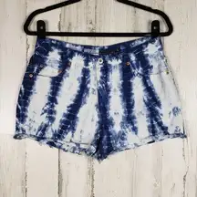 Express Bleus Denim Authentique Bleach Tie Dyed Jean Shorts Women's Size 7/8