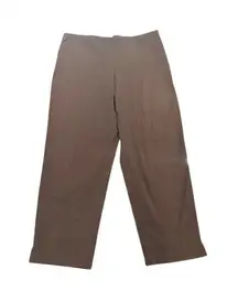 Eileen Fisher Brown Comfortable Organic Cotton Pull Up Slim Ankle Pant Large‎