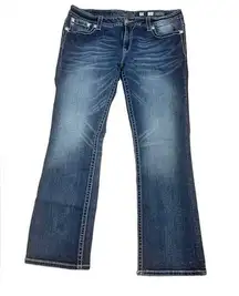 Miss Me  women's 32 mid rise easy boot cut jeans rodeo western bling cowgirl show