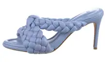 Alexandre Birman Blue Carlotta Braided Leather Heeled Sandals Size 8.5 38.5 IT
