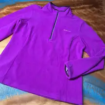 Columbia Blue Basin Half Zip Fleece Pullover XL omni heat thermal purple