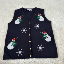 VTG Christmas Vest Women’s Sz Small Snowman Holiday 90s Mom Retro Croft & Barrow
