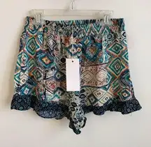 Lush Printed Ruffle Hem Shorts