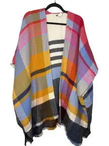 Aerie One-Size Poncho Plaid Multicolor Warm Oversized Shawl Wrap Scarf Jacket