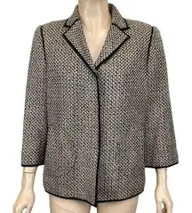 Sigrid Olsen Tweed wool blend jacket blazer size 8 Brown/Tan