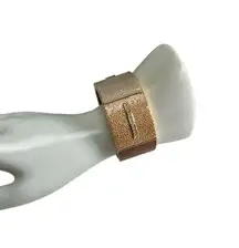 Peach and tan color block cuff bracelet with rhinestone accent statement bracele