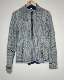 Lululemon Forme Jacket Il Textured Pine Stripe‎ Inkwell Mojave Tan Full Zip 12