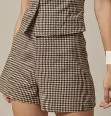 RIHOAS The Brown High Waisted Plaid Shorts 3
